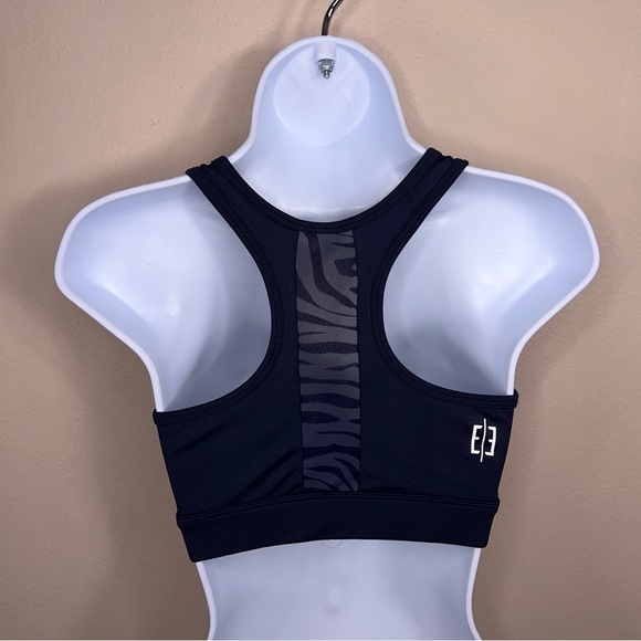 Small Evree Navy Blue Sports Bra Zebra Mesh Back Panel Racerback Removable Cups - Picture 2 of 10